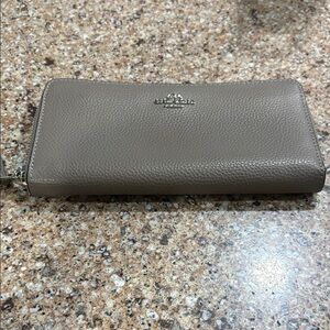 Coach Gray Leather Zip Wallet